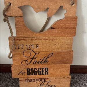 Let Your Faith Be Bigger Than Your Fear Wooden Wall Sign - Natural Brown